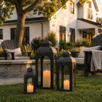 NEEDOMO Lanterns Decorative Indoor&Outdoor,Set of 3 Outdoor Lanterns for Porch, 26" Metal Frame Candle Holders with Glass, Fall, Christmas - Image 5