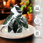 Urban Villa Cloth Napkins 100% Cotton Highly Absorbent Washable Reusable Premium Dinner Napkins Ideal for Gifts for Mothers Day Hotel Farmhouse Parties - Tropical Leaves (20" x 20", Set of 12) - Image 2