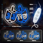 Hanukkah Dreidel Neon Sign, Blue and White LED Chanukah Neon Window Light Up Decorations for Jews Judaism Synagogue Home Wall Room Indoor Outdoor Decor Jewish Holiday Gifts - Image 3