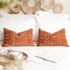 BlissBlush Decorative Lumbar Throw Pillow Covers 12X20 Set of 2, Brick Red Rust Boho Farmhouse Cushion Cover, Soft Accent Pillowcase for Couch Sofa Bed Living Room Home Décor - Image 6
