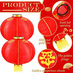 Hortsun 6 Pcs Chinese New Year Lanterns 2026 Lunar New Year Red Lanterns Traditional Hanging Lamp Shade Decor with Golden Tassel for Chinese Spring Festival Vietnamese TET Party Decorations(20 Inch) - Image 4