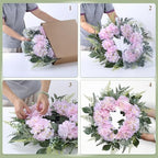 26 Inch Hydrangea Summer Wreaths for Front Door, Pink Hydrangea Wreath - Image 5