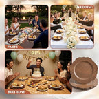 12 Pcs 13" Wooden Textured Charger Plates with Napkin Ring, Brown - Image 5