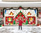 HunnmingRe 16 x 7ft Christmas Garage Door Cover, Gingerbread House - Image 4