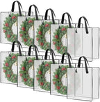 HFKPJRT 10 Pack Wreath Storage Bag, 26" 90 L Garland Container, Wreath Bags for Halloween Christmas Decorations, Large Clear Moving Bags with Handle, Under The Bed Storage for Bedding, Clothing, Toys by KEEPARTY