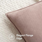MIULEE Pack of 2 Blush Pink Euro Shams Chenille Pillow Covers 24x24 Inch - Image 2