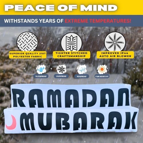 6FT Ramadan Inflatable Just Ramadan Mubarak! - Islamic Ramadan Decor for Outdoor Front/Back Lawns, Built-in LED Lights and Fan to Blow Up with Air, Iftar/Eid Gift - Image 2