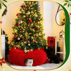 Thyle Christmas Cat Tunnel Bed, Red, 3ft X 3ft X 9.8in, Plush - Image 3