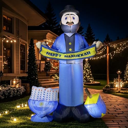 6FT Hanukkah Inflatable Decorations Menorah and Dreidel, Happy Hanukkah Blow up Decorations, Built-in LEDs for Chanukah Decor Front Garden Lawn Yard Patio Outdoor - Image 6