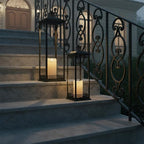 Decorative Candle Lanterns Set of 2, Black Metal for Indoor & Outdoor - Image 5