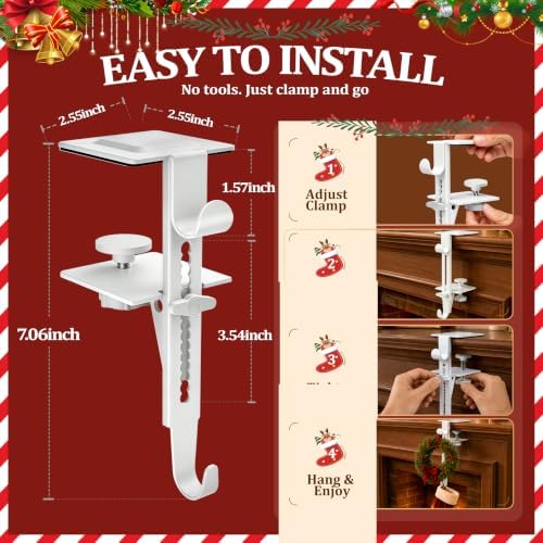 6Pcs Christmas Fireplace Stocking and Garland Hanger Fits 0.87-4.1" Mantle - Image 3