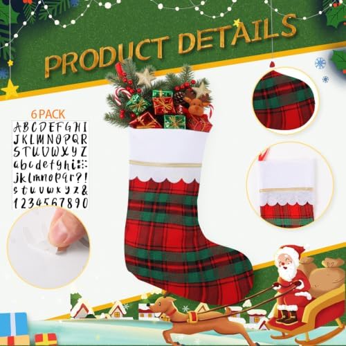 Tatuo 12 Pack Christmas Burlap Stockings Hanging,Red Green - Image 3
