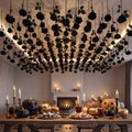 Lyrow 60 Pack Black Artificial Flower Hanging Ornaments Rose Floating Garland Gothic Halloween Moody Dark Wedding Victorian Goth Black Aesthetic Ceiling Garland Home Table Decor DIY Bouquet Craft by Lyrow