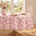 Pink Gingham 60 Inch Round Tablecloth (Fits 30-48" Table) by Pavorin