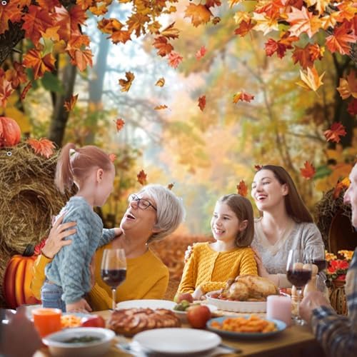 Fall Garage Door Cover Decorations Autumn Pumpkin Harvest Family Holiday Decor Maple Leaves Harvest Party Party Outdoor Indoor Cover 8X7ft - Image 5