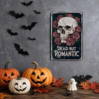 Vintage Metal Tin Sign Halloween Skull Roses Gothic Romance Wall Art for Bedroom Bar 12×16 Inches with Metal Frame - Image 2