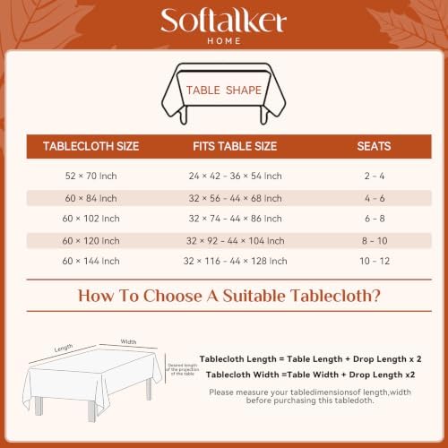 Softalker Fall Jacquard Rectangle Tablecloth, 60 x 144 Inch Rust - Image 7