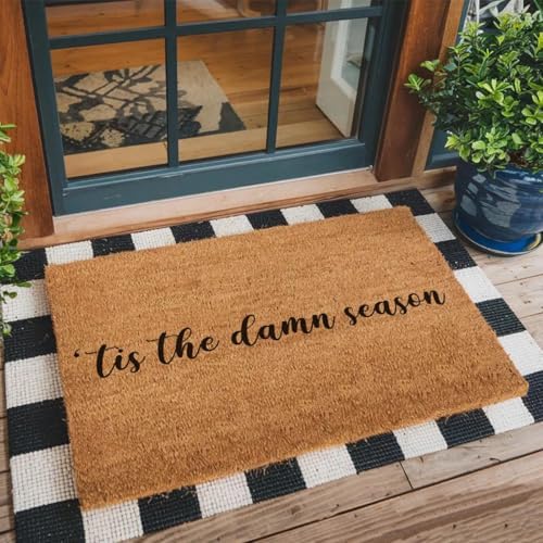 Funny The Entrance Way Outside Personalized Rug with Heavy-Duty Non Slip Outdoor Coconut Coir Doormat Pets Lover Gift 23.6 x 15.7 inch (Tis The Damns Season Football) - Image 3