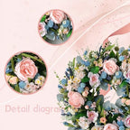 Spring Pink Peony Front Door Wreath 24-inch Flower Blue Wreath Indoor Outdoor Front Door Hallway Window Decoration Wedding Birthday Party Decoration（Pink - Image 4