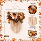 Boao Fall Flower Macrame Wall Hanging Tapestry Fall Decorations for Home - Image 2