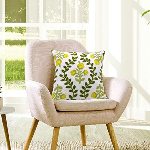 Alysheer Embroidered Decorative Throw Pillow Cover 18"x 18" Set of 2 Yellow - Image 5