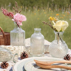 Glass Bud Vases Set of 12, Clear Small Vases for Flowers, Bulk Glass Vase for Centerpieces, Vintage Embossed Flower Vase for Wedding Table Decoration, Home, Cocktail Party - Image 2