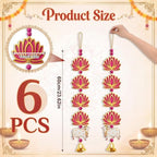 6 Pcs Indian Decorations for Home, Lotus Hanging Garlands for Pooja - Image 2