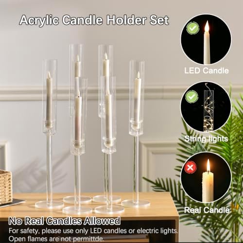6PCS Clear Acrylic Candle Holder Centerpiece for Tables - Image 5