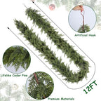 yofit 12FT Cedar Garland Christmas Decorations for Door Frame & Stairs - Image 3