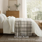 EverGrace Plaid Chenille Knit Throw Blanket for Couch, 50"x60", Beige - Image 2