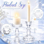 Sieral 24 Pcs Clear Taper Candle Holders 4'' Tall Candlestick Glass Holders Bulk Decorative Striped Design Stand Wedding Stick Holder for Anniversary Party Dining Table Festival Decor - Image 3