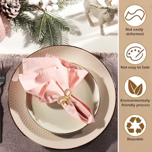 Bokon 50 Pcs Gold Napkin Rings Metal Napkin Holders Bulk, Bow Tie - Image 3