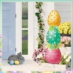 Yerliker 35 H Easter Egg Porch Decor Sign Easter Outdoor Decor Wooden Colorful Egg Standing Vertical Porch Sign for Front Door Indoor Outdoor Yard Garden Decor - Image 5
