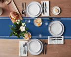 Smile Sunflower Navy Blue Table Runner, Burlap Table Runners 120 inches Long,Farmhouse Style Solid Color Table Runner for Wedding Holiday Party Dinner,Dresser Scarf Decor - Image 3
