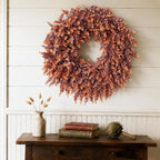 24" Lifelike Touch Fake Fall Eucalyptus Wreath for Front Door (Dark Orange) - Image 4