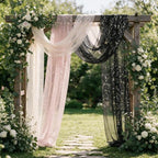 Artoid Mode 6PC Beige Black Pink Gauze Table Runner 120 Inch 10FT, Glitter Metallic Foil Sheer for Wedding Anniversary Holiday Birthday Home Party Decor - Image 5