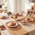 MOSAYT Vinyl Faux Leather Oval Placemats, Set of 8, Reddish Brown - Image 3
