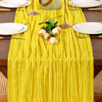 Yellow Cheesecloth Table Runner Boho Wrinkled Gauze Table Runners - Image 2