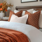 ZWJD Fall Throw Pillow Covers 26x26 Set of 2 Striped Pillow Covers with Fringe Chic Cotton Decorative Pillows Square Cushion Covers for Sofa Couch Bed Living Room Fall Decor,Rust - Image 6