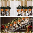 6 Pack Cow Print Christmas Stockings 20 Inch Large Plush Xmas Animal Cuff Stockings Hanging Ornaments Socks for Western Fireplace Mantel Stairway Decorations(Brown Cuff) - Image 4