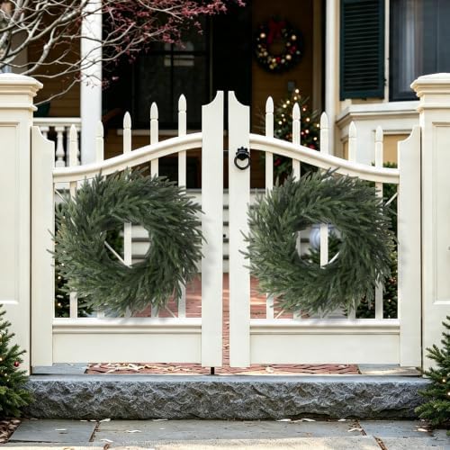 26" Christmas Norfolk Pine Wreath for Front Door (2, Wreath) - Image 5