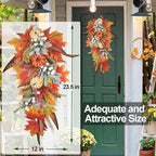 HamiFinee Fall Teardrop Swags Pre-lit Fall Swag Wreaths for Front Door - Image 2