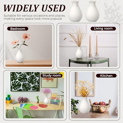 Tioncy 15 Pack 3.9" x 2.76" Small Ceramic Bud Vases, White Vase for Flowers - Image 6