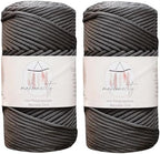 Makromecity, 2 Skeins of Polyester Macrame Cord 3mm x 131 Yards (394 feet) 3mm Polypropylene Anthracite Macrame Cord Crochet Macrame Bag Cord Crafts for Wall Hangings, Bags, Underplate, Rug… by Makromecity