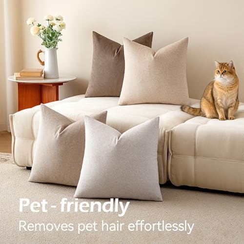 a moment Waterproof Throw Pillow Covers Set of 4,24x24 Inch Outdoor Stain Resistant Pet Friendly Pillowcases Cushion Covers for Patio Sofa and Living Room,Bare Earth - Image 6