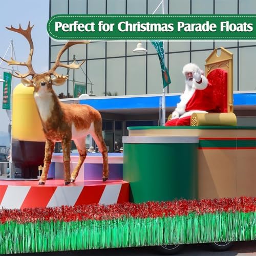 Juexica 40 Pcs St. Patrick's Day Parade Float Decoration for Irish Party Trailer Car 118'' Foil Floats Fringe 79'' Metallic Twist Garland Shiny Tassel Banner for Green Float Supplies (Green with Red) - Image 6