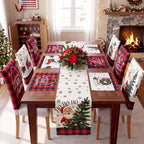 Newtay 13 Pcs Christmas Table Runner Placemats and Dining Chair Cover Set by Newtay