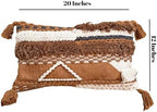 Decorative Throw Pillow Cover 12x20 Knitted Lumbar Pillow Tufted Accent with Tassels for Couch Bed Sofa Cotton Wool Woven Boho Handwoven Pillow (Neutral/Earth Tone) - Image 5