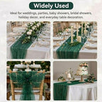 Dark Green 10 Pcs Pearl Gauze Table Runner 120 Inch 10ft Pearl Sheer Tulle Table Cloth Centerpieces for Home Wedding Birthday Bridal Baby Shower Party Favor Holiday Dining Decorations - Image 4