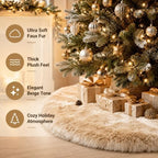 AOGU 48 Inch Faux Fur Christmas Tree Skirt Beige Plush Skirt for Merry Christmas Party Christmas Tree Decoration - Image 6